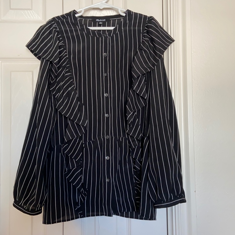 Black striped Blouse with frills